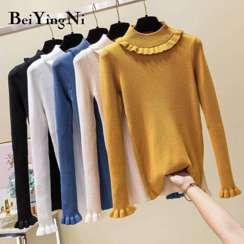 

Beiyingni New Autumn Winter Women's Sweaters Korean Slim Fit Pull Femme Knitted Pullovers Women Pull Femme Truien Dames Jumper