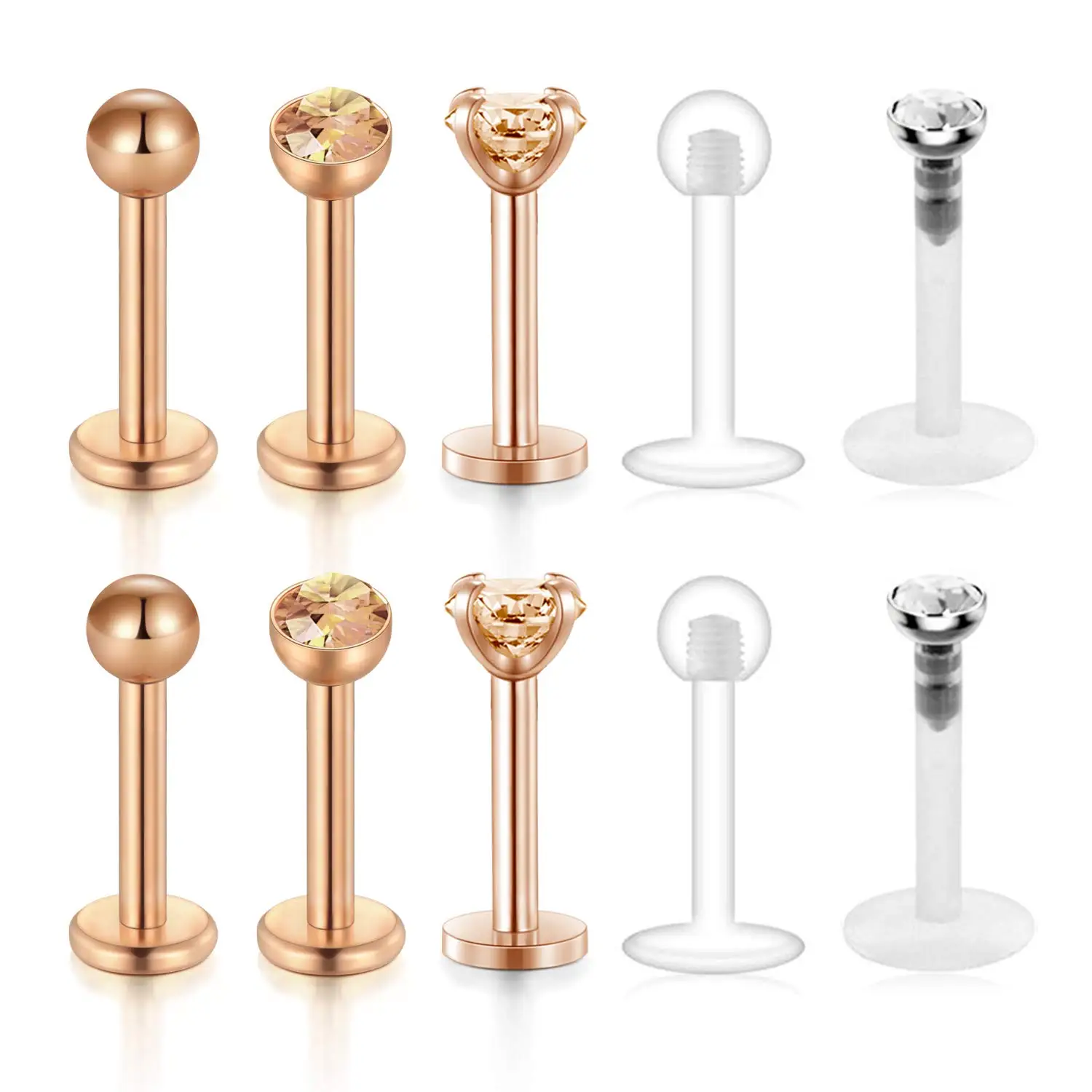 

JFORYOU 16G Lip Stainless Steel Lip Labret Medusa Piercing Tragus Cartilage Studs Earring Bio-Flex Comfortable Body Jewel
