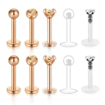 

JFORYOU 16G Lip Stainless Steel Lip Labret Medusa Piercing Tragus Cartilage Studs Earring Bio-Flex Comfortable Body Jewel