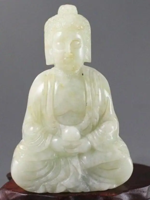 Delicate Chinese hand carved jade buddha statuein Statues & Sculptures