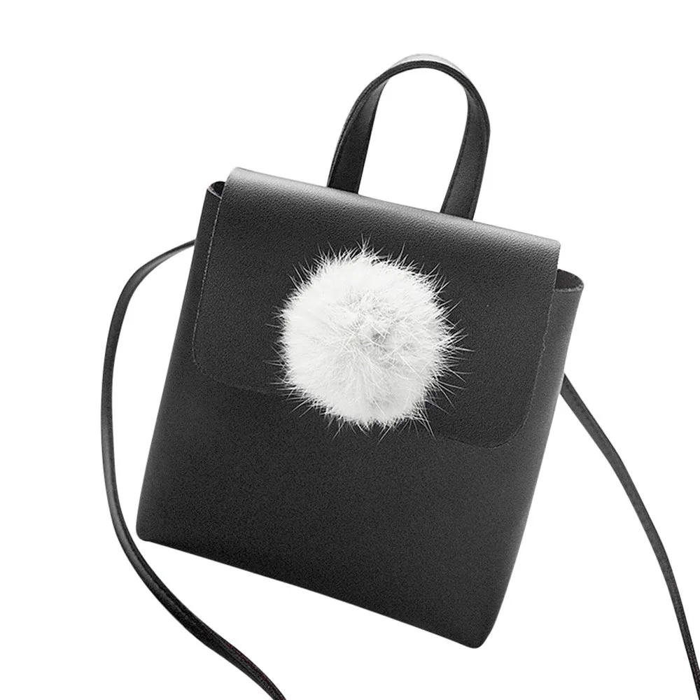 

#5001 TOP-Quality Elegence Women Girls Fashion Solid Simple Hairball Cover Cross body Bag Shoulder Bag Phone Bag Hot sale Online