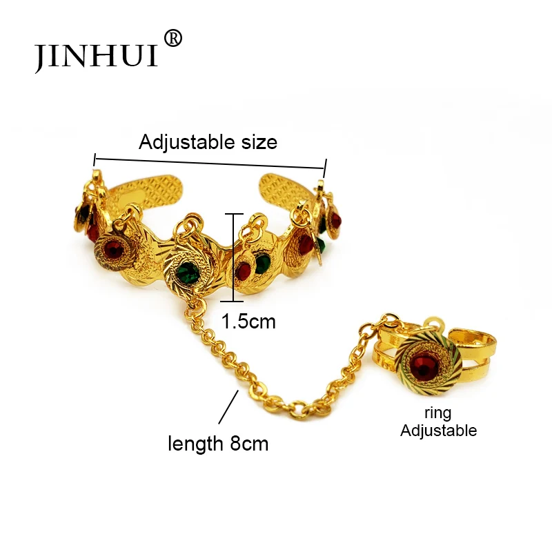 24k золотые медные браслеты для маленьких девочек Дубай индийские ювелирные изделия браслет кольцо для мальчиков детские африканские подарки подарок на день рождения браслет - Metal Color: Gold-color