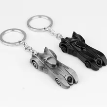 2 Colors DC The Dark Knight Batman Car Keychain Bat Supercar SupermanToy Keyring Man Key Chain Ring Gift For