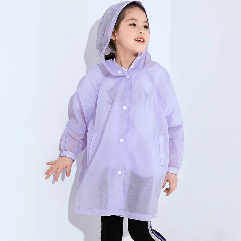 Pioneer kids/Летняя тонкая куртка для девочек пальто с капюшоном и защитой от солнца однотонная свободная детская одежда с длинными рукавами EWT910005