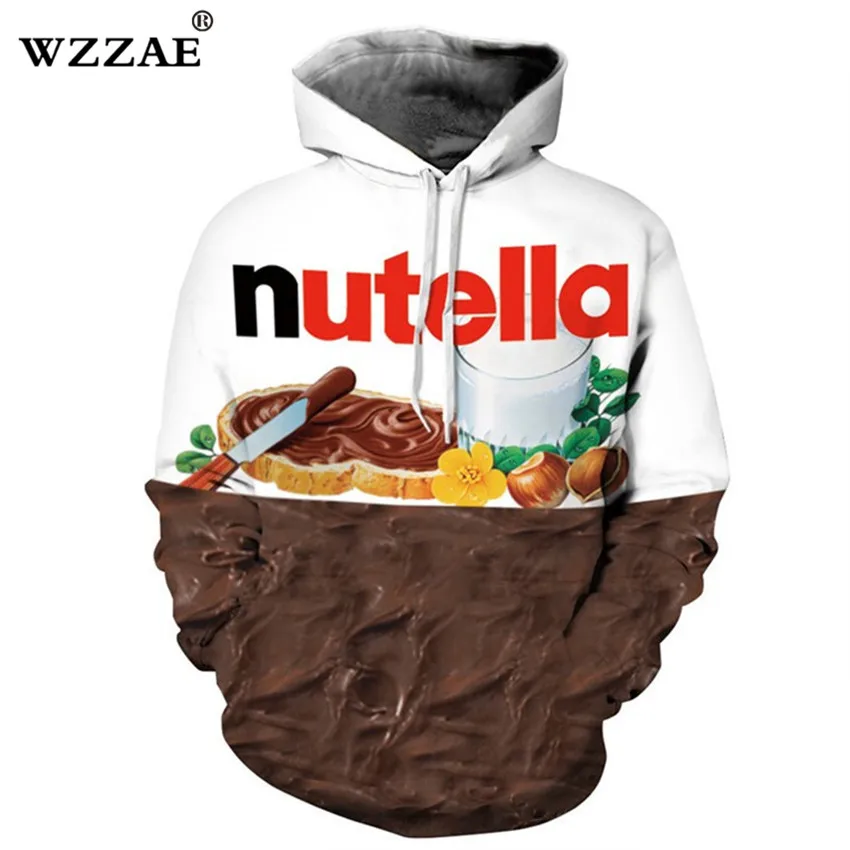 

2018 Nutella Pattern Men&Women Hoodies Couples Casual Style 3D Print Personality Autumn Winter Sweatshirts Hoody Tracksuits Tops