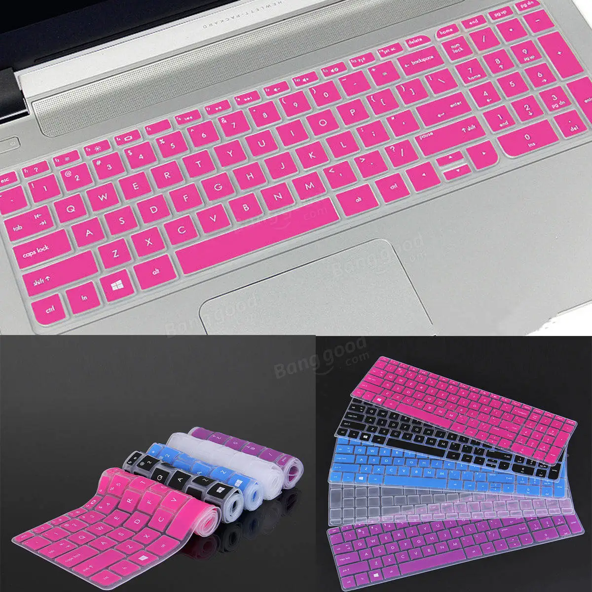 Transparent/Black/Blue/Purple/Rose Red Notebook Keyboard Protector Keyboard Cover for HP Pavilion 15