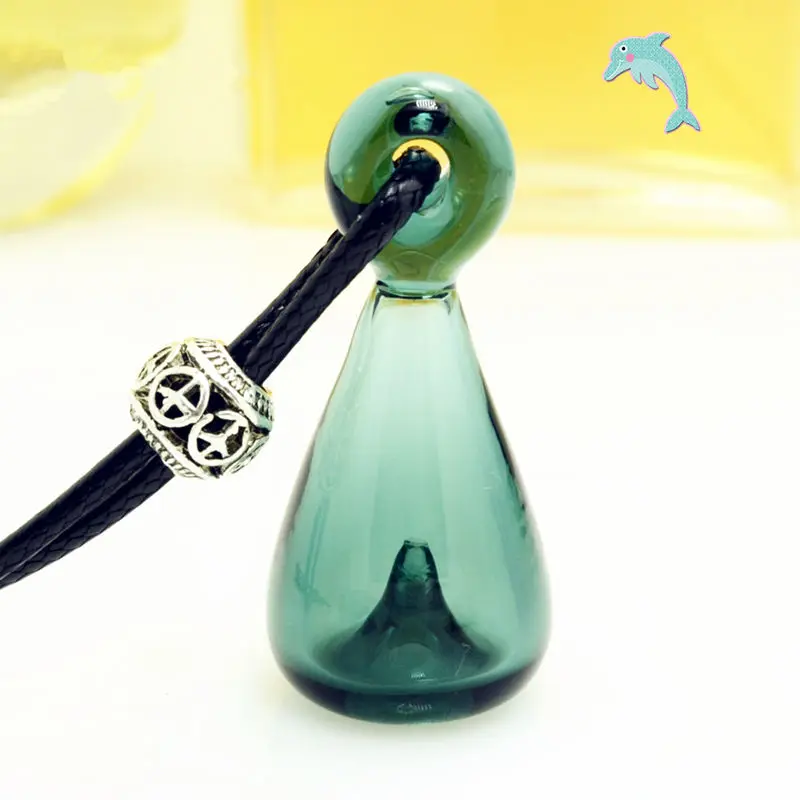 1 шт. диффузор парфюмерное стекло бутылка эфирного масла ожерелье бутылка масла кулон фосфоресцирующее ожерелье инжектор - Цвет: Армейский зеленый