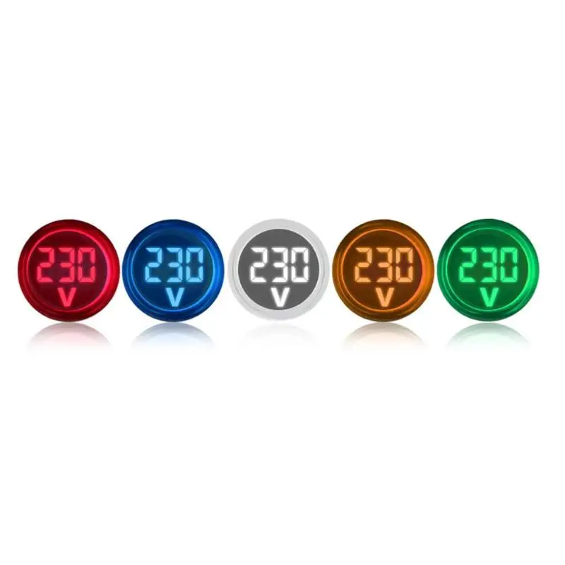 6-100V DC Digital Voltmeter Indicator LED Lamp Round Signal Light round Panel Meter Indicator Light Colors,51.4*28.3*20.3mm