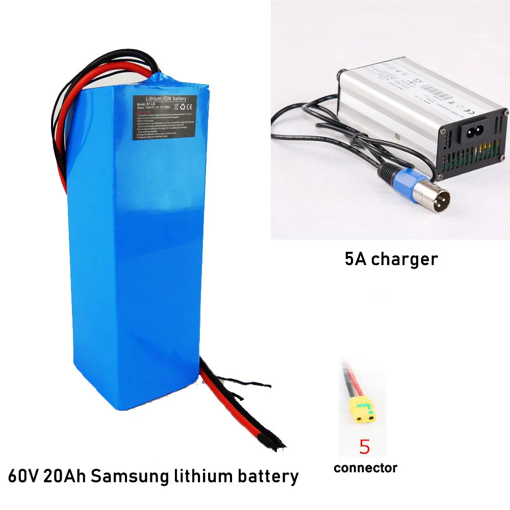 60V или 72V литиевая Батарея-серые кисточки с 5A зарядное устройство - Цвет: 60V 20Ah