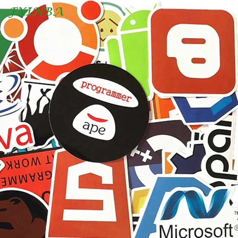 FXINBA 50 шт. крутые наклейки Логотип программирование Интернет Программное обеспечение Наклейка Забавный подарок для разработчика гиков хакеров «сделай сам» ноутбук телефон