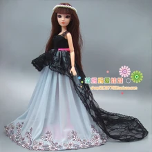 Free shipping gift for girl 1 piece large quality wedding dress For Barbie font b doll