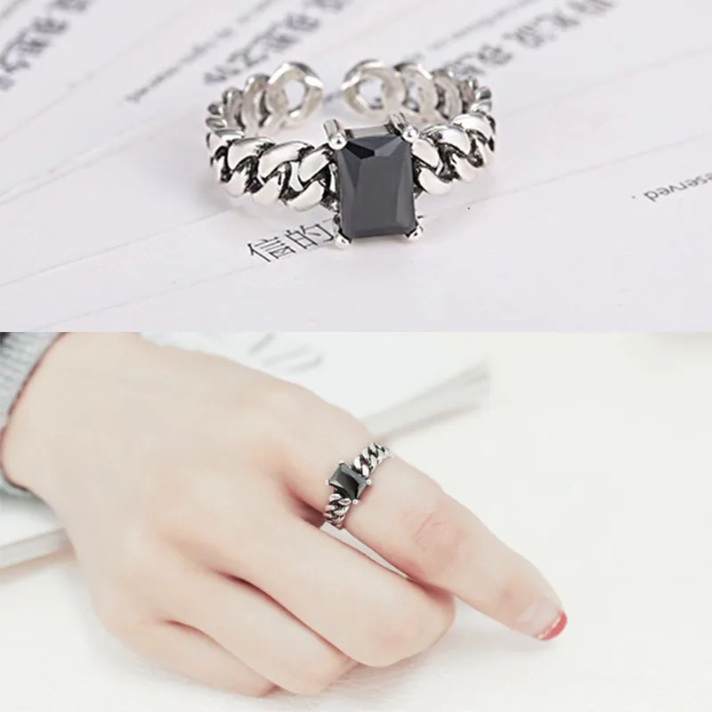 

Todorova Do The Old Vintage Rings Single Stone Chain Opening Simple Rings for Women Men Korean Style Retro Jewelry Bijoux Femme