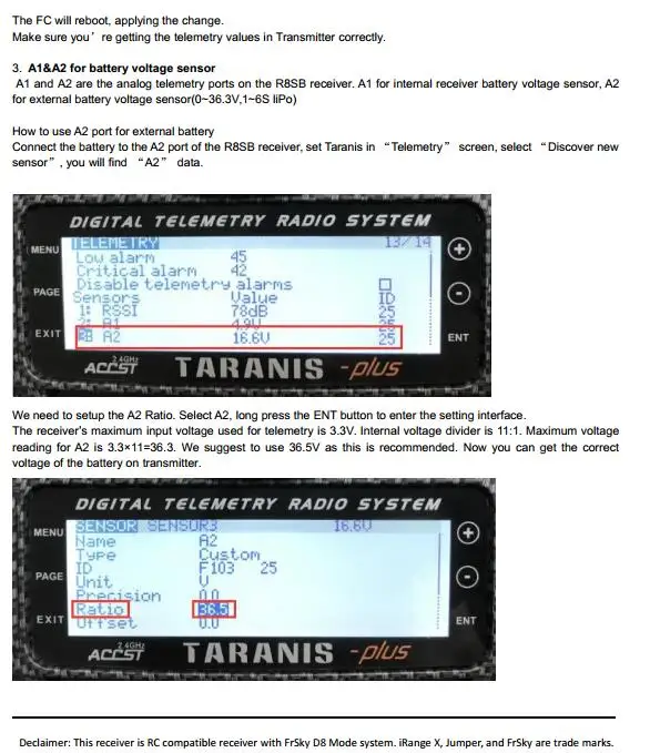 Frsky 2,4G 9CH D8 совместимый телеметрический PPM SBUS AIN2 датчик напряжения приемник для X9D Plus iRange Jumper T16 DJT XJT передатчик