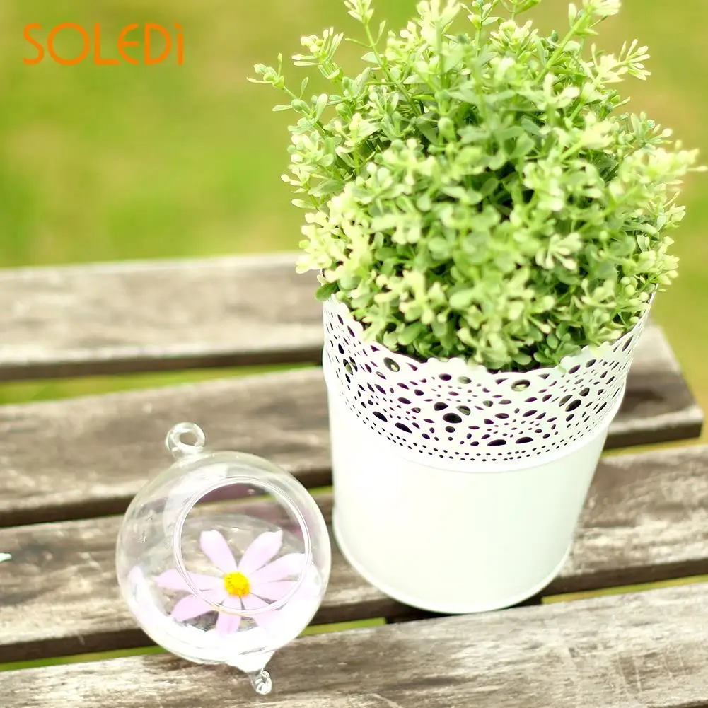 

New Creative Clear Hydroponics Hanging Stand Glass Flower Vase With Hook Candle Holder Terrarium Home Wedding Decoration