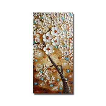 

Free Shipping 100%hand Painted Canvas Oil Paintings Beautiful Flower Tree Wall Painting Flower For Living Room Wall No Framed