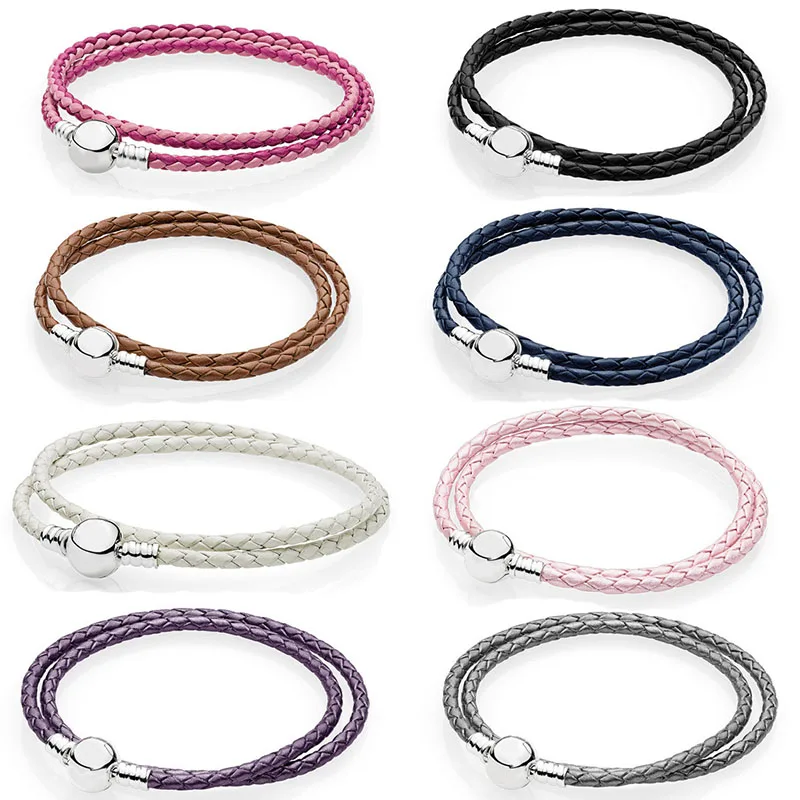 

The highest version 925 silver double leather bracelet is suitable for original charm stringing (multi-color selection）