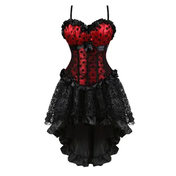 

corset bustier skirts for women party floral lace with straps corset dress sexy corselet corselet red black plus size