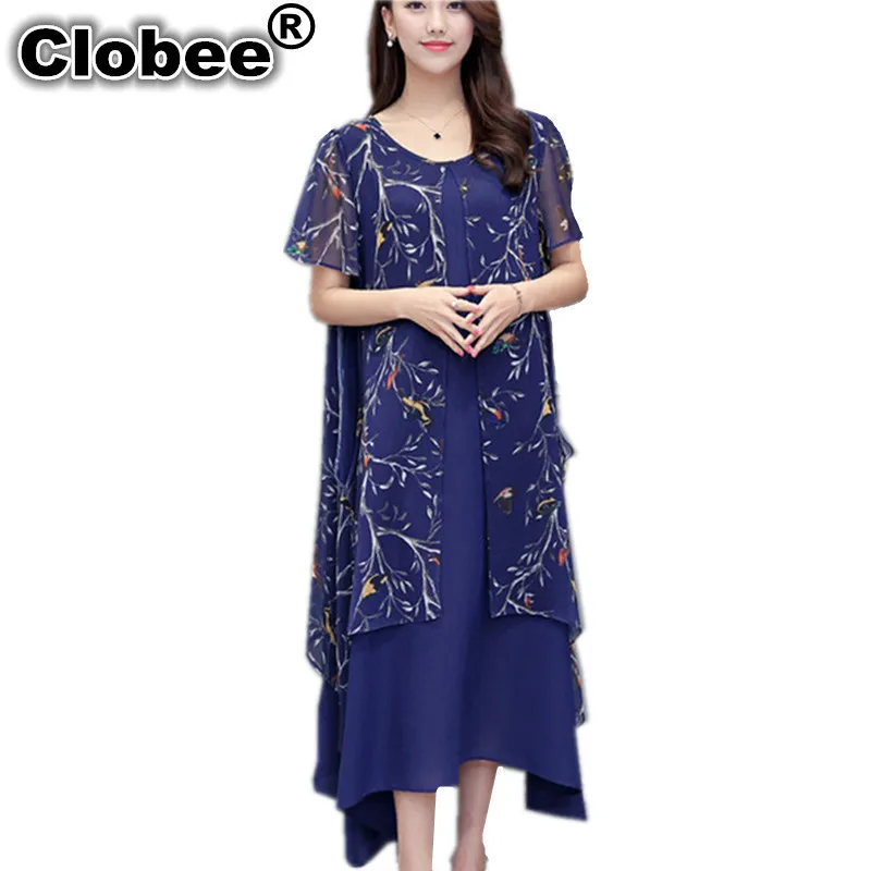 Clobee 2 19 элегантное женское летнее шифоновое платье Feminino с цветочным принтом