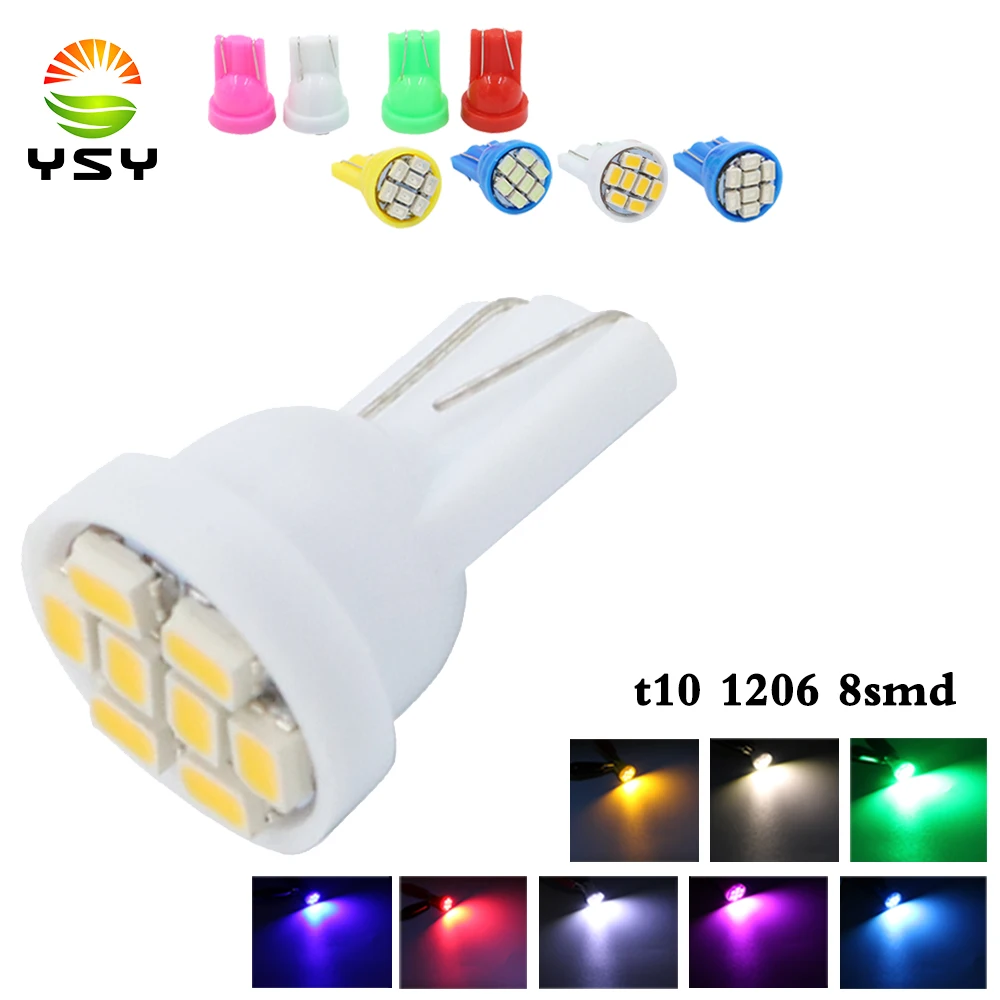 YSY 100 шт. Продвижение Led T10 8 smd 1206 светодиодов Свет автомобиля 194 168 192 W5W 3020 Авто Клин