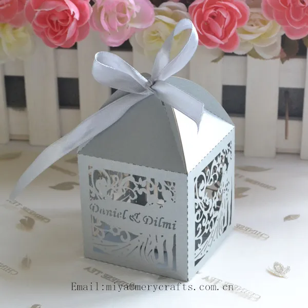 silver paper gift bags for guests,wedding box bride and groom-in Gift ...