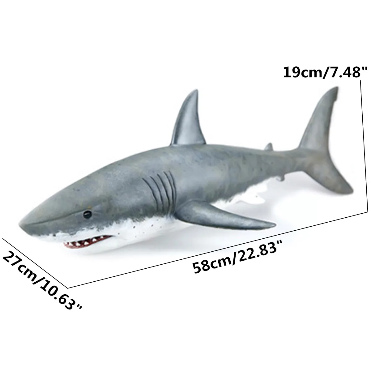 

1:12 Scale Great 58cm White Shark Toy Action Figure Child Emulation Shark Model Toys Ocean Animal Model For Kids Learning Gifts