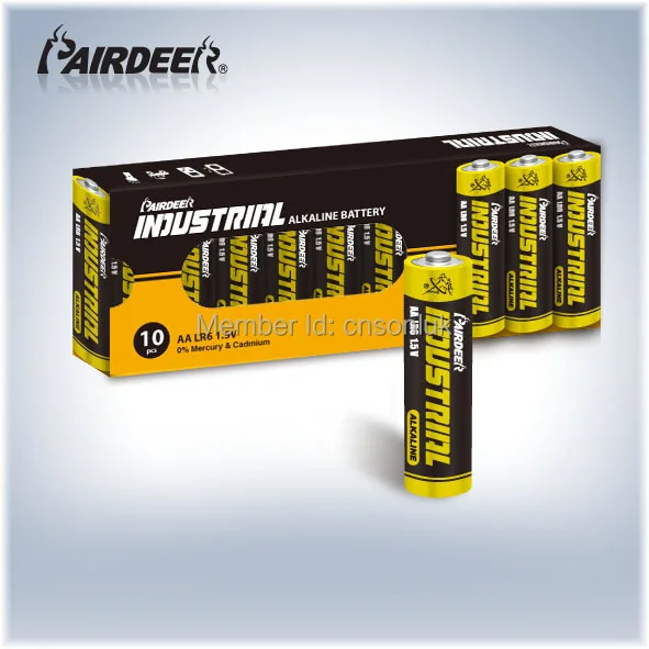 HOT! 10Pcs/box 500Pcs/Lot, Pairdeer industrial LR6 AA Alkaline battery
