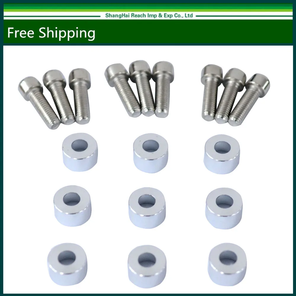 9pcs Silver Neo Chrome Billet 8MM Header Manifold Bolt & Aluminum Cup