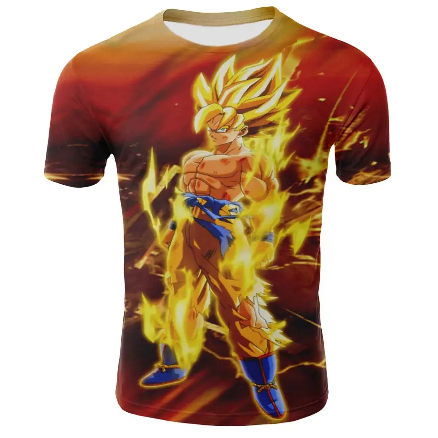 Dragon Ball Z Для мужчин летние футболки 3D печать Супер Saiyan детские черные Dragonball