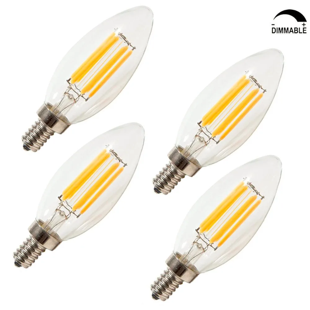 4 шт./упаковка светодиодсветодиодный лампы накаливания 40 Вт 60 Вт|led filament|e14 6we12 e14 |
