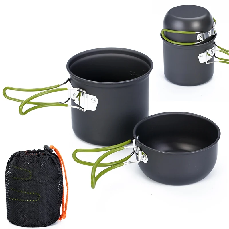 Mayitr Acampar Juego de Utensilios de Cocina antiadherente Tazón Ollas Sartenes para Al Aire Libre Que Acampa del Recorrido Senderismo Feliz de Picnic de Alta Calidad