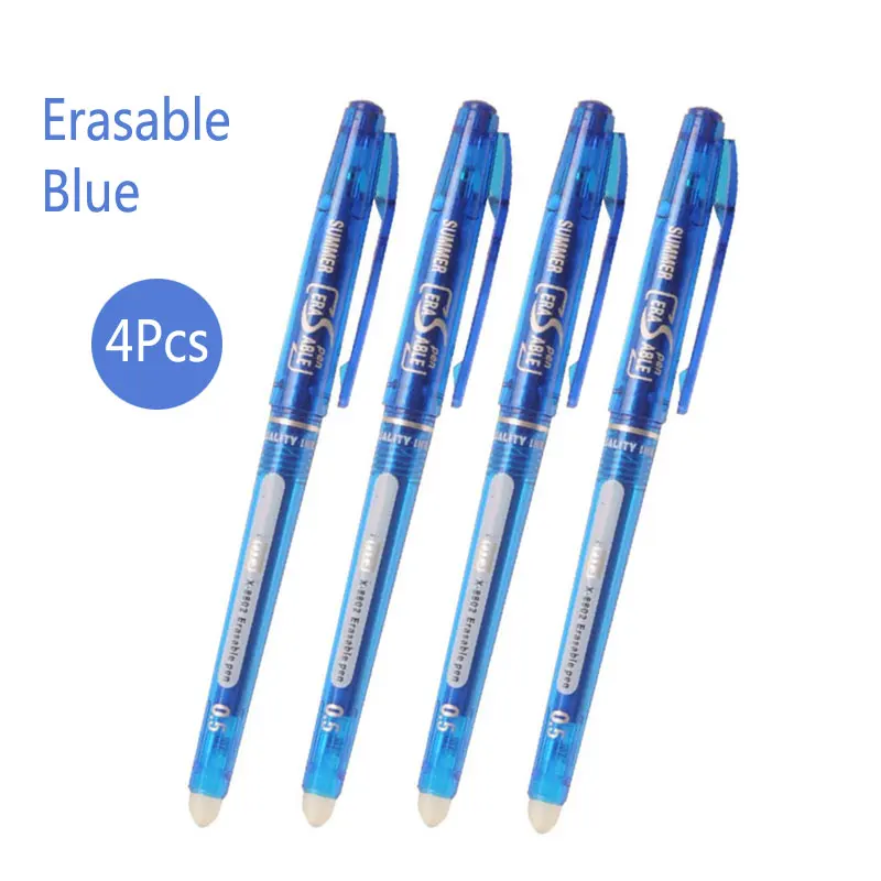 Delvtch 4 шт./компл. стираемая ручка 0,5 мм стержень со стираемыми чернилами 8 Цвета чернила для гелевой ручки для Офис школа студент написание - Цвет: 4pcs blue