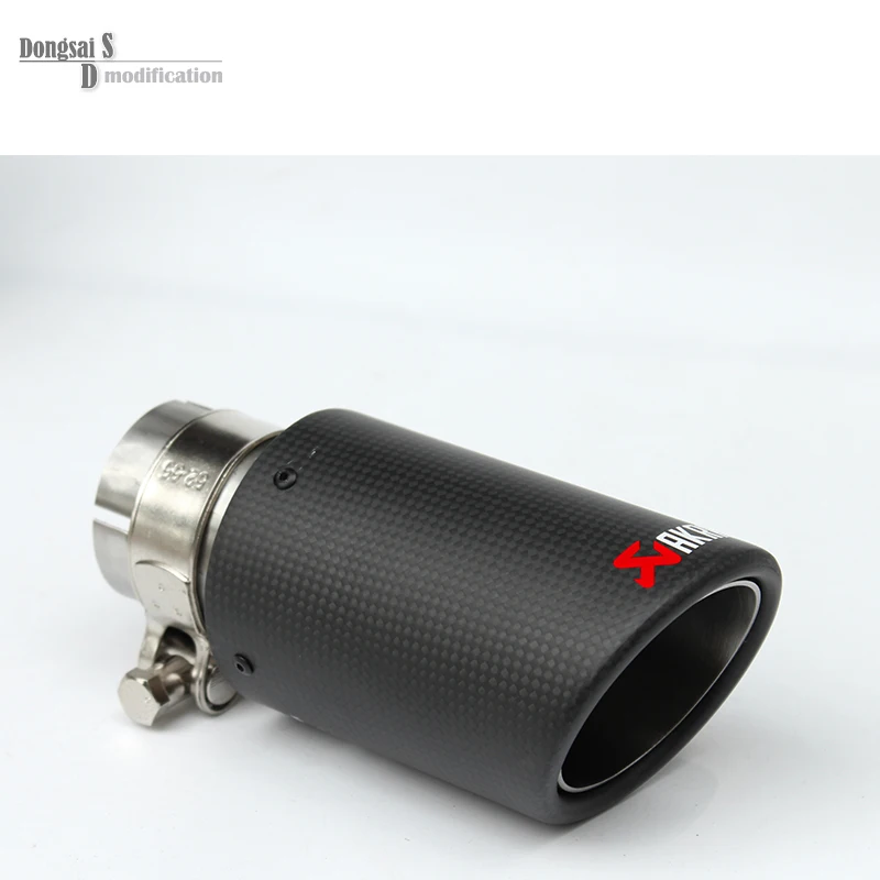 54mm / 76mm Car Styling Carbon Fiber + 304 Stainless Steel Akrapovic Exhaust Tip Muffler For Universal Car Tail Tip Exhaust Pipe stainless steel dual exhaust muffler tip tail pipe for bmw f30 320i 316i car styling