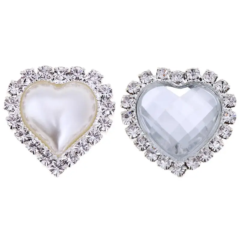 10pcs DIY Rhinestone Brooch Heart Shaped Pearl Brooches Women Charm