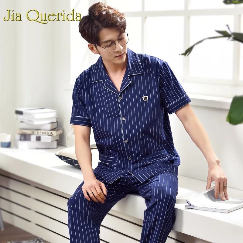 J & Q мужские пижамы Мужская одежда для сна весна 2019 новинка 100% хлопок пижама Homme Coton