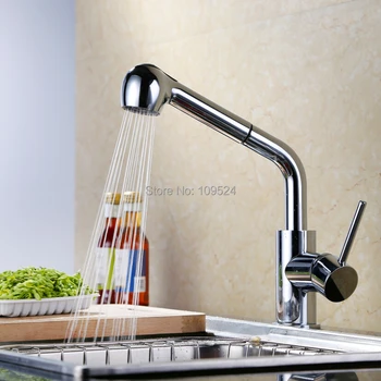 

chrome clour pull out kitchen spray faucet mixer tap Single hole New free ship