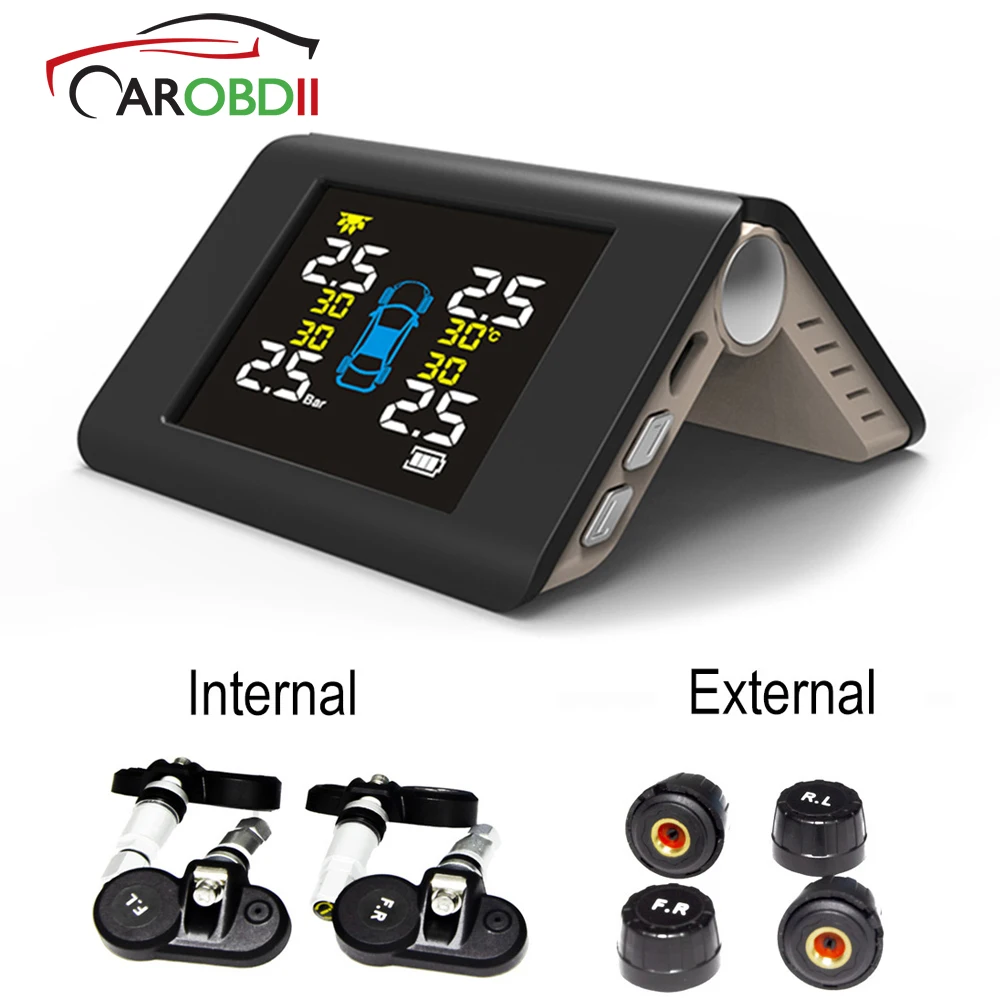 

2019 Solar TPMS USB Wireless Charging Tire Pressure Monitoring System With 4 Tyre Pressure Sensors (External Or Internal)