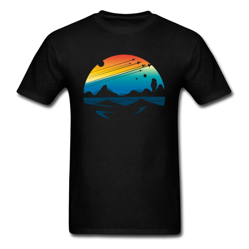 Design Fashionable Man T-shirts Round Collar Short Sleeve Pure Cotton Tops Shirts 3D Printed Tops T Shirt Top Quality Scenic colorful space view shuttle pilot science fiction art black
