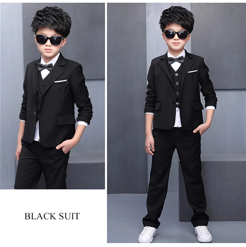  boys suits (suit+pant+vest+shirt+tie) for weddings Party Suits Blazer Costume Garcon Formal School wears 5pcsset (5)
