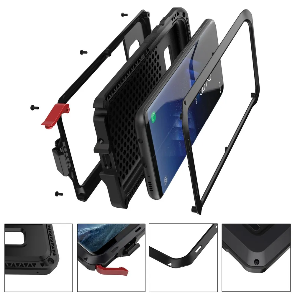 

New Aluminum Metal Military Shockproof Dustproof Case for Samsung galaxy S6 S6edge S7 S7edge S8 S8P Note 8 S9 S9plus