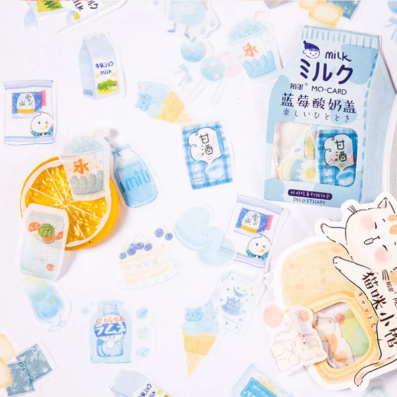 40Pcs Kawaii Dessert Stickers Cute Food Stationery Stickers Paper Adhesive Sticker For Kids DIY Scrapbooking Diary Photos Albums