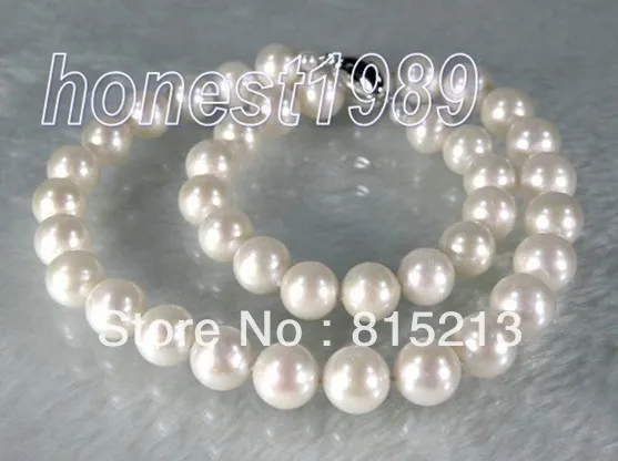 

FREE SHIPPING>>>@@ > N1366 GENUINE 9.5-10mm AAA+ ROUND WHITE SOUTH SEA PEARL NECKLACE 925 EASR CLASP