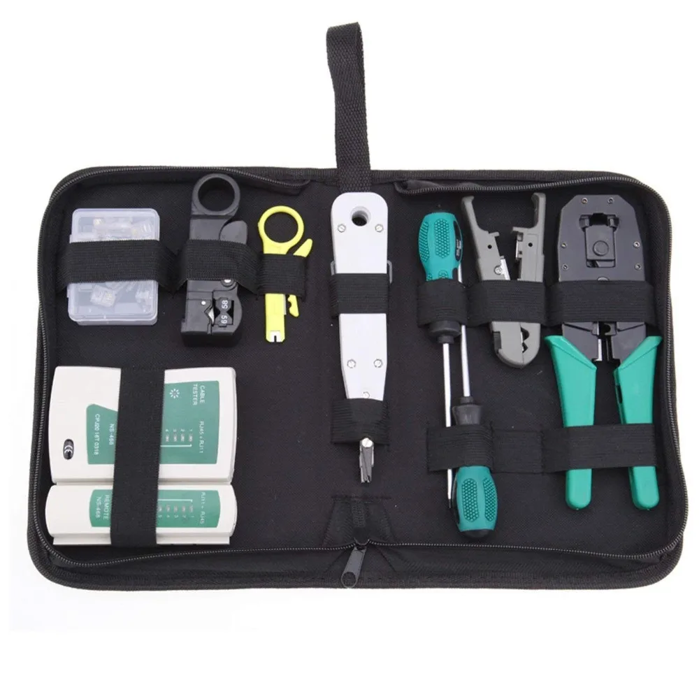 

Stripping Crimping Pliers Network Cable Clamp Pliers RJ45 RJ11 RJ12 CAT5 CAT5e Portable LAN Network Repair Tool Kit Cable Tester