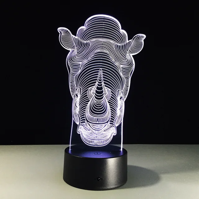 Cool Colorful Rhinoceros Hologram 7 Colors Changing Table Lamp Cool Colorful Rhinoceros Hologram 7 Colors Changing Table Lamp Luminaria Led Night Lights Children S Room