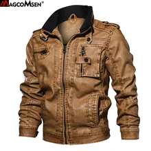 MAGCOMSEN кожаная куртка мужская Осенняя ветрозащитная модная куртка из искусственной кожи Повседневная мотоциклетная байкерская куртка из искусственной кожи SSFC-23