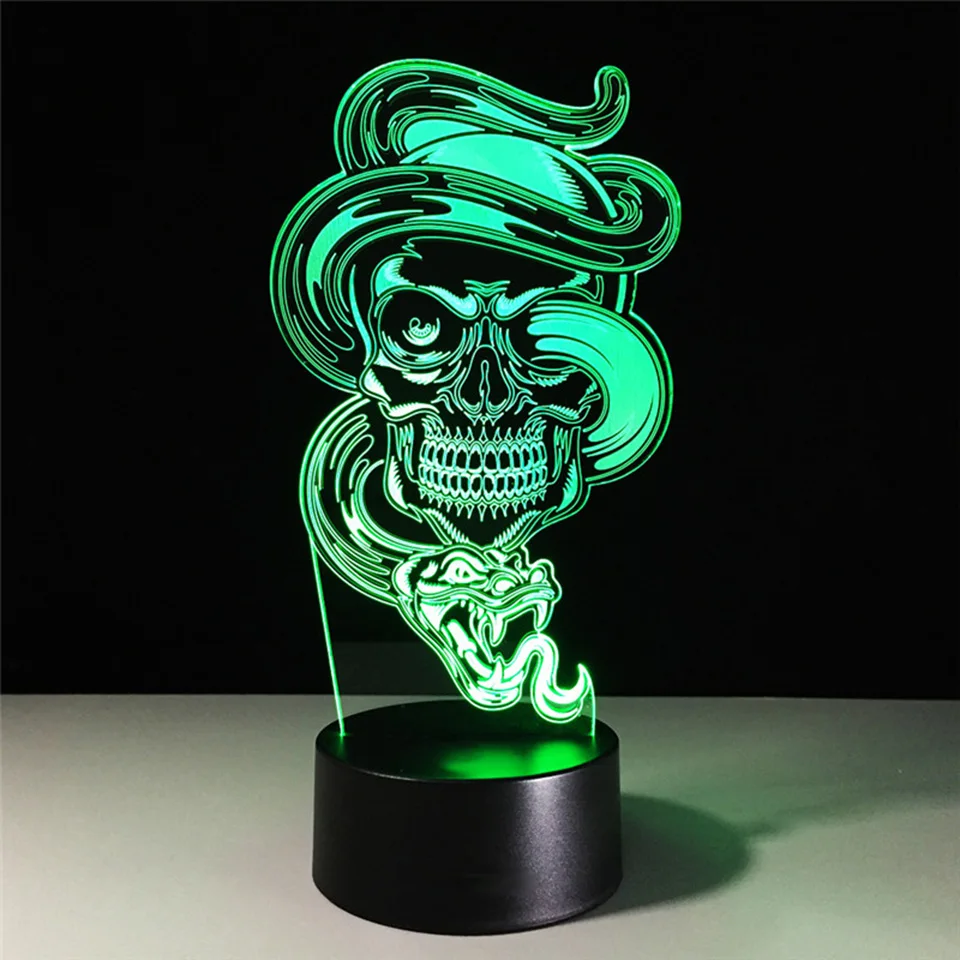 

Creative 3D Led Visual Colorful Gradient Ghost Skeleton Light Fixture USB Skull Table Lamp Fashion NightLight Decor Holiday Gift