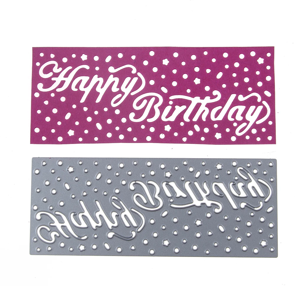 Criativo Feliz Aniversário Carta De Corte De Metal Morre Stencil Embossing Ofício Para Scrapbooking DIY Cartão de Álbum de Fotos Decoração 51x127mm