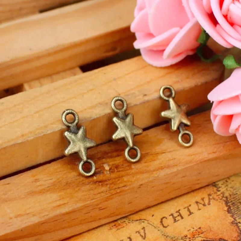 14*7MM alloy Charm Pendants Five pointed star with two holes Antique