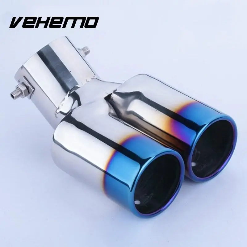 Car Vhielce Twins Curved Exhaust Rear Tail Tip Pipe Muffler Silencer