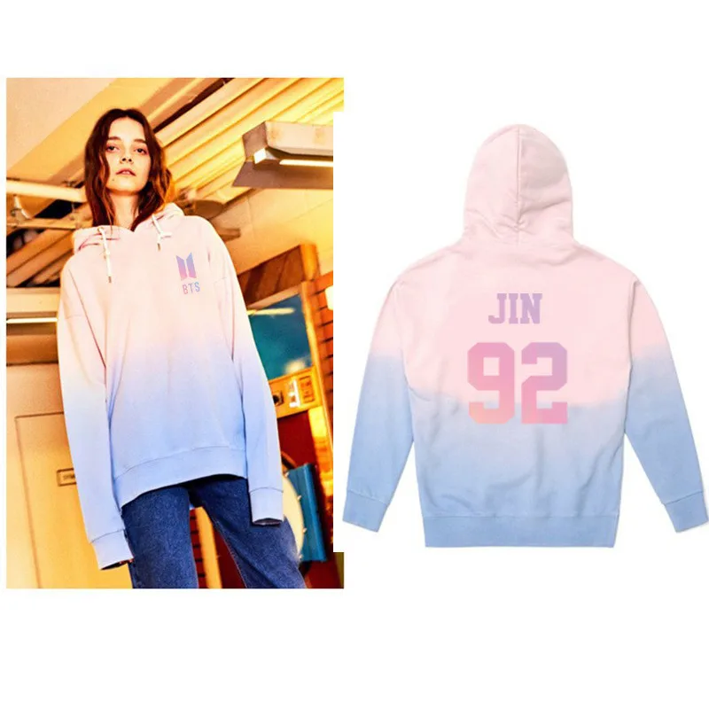 Новый Kpop Bantan мальчиков 100% хлопка с длинным рукавом Sweatershirt Чжон Кук V J надеюсь Цзиминь Кепки одежда худи толстовки с градиентом цвета