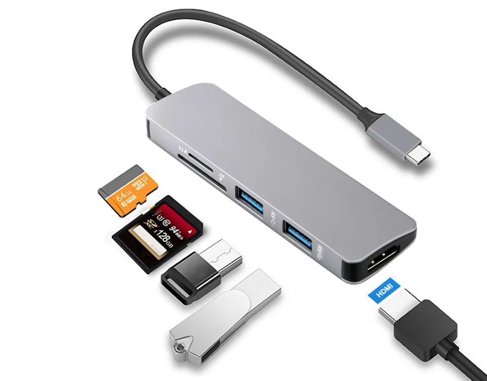 5 в 1 USB C концентратор USB-C к HDMI Micro SD/TF кард-ридер адаптер для MacBook samsung Galaxy S9/S8 huawei P20 Pro type C